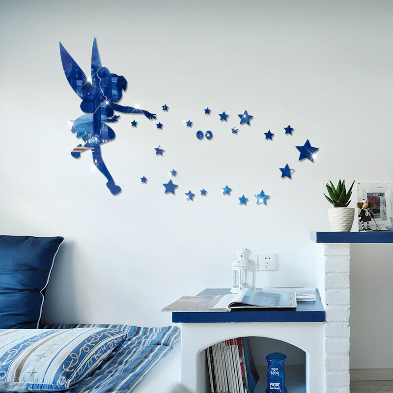 Acrylic mirror wall stickers 3D angels in the human three-dimensional mirror stickers bedroom decoration Decordovia