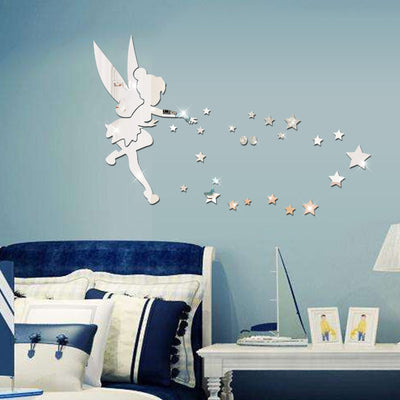 Acrylic mirror wall stickers 3D angels in the human three-dimensional mirror stickers bedroom decoration Decordovia