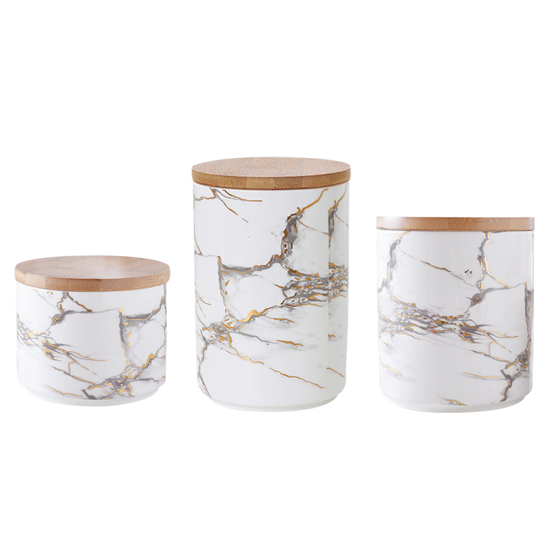 ceramic airtight marble spice jar with lid Decordovia
