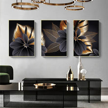 Load image into Gallery viewer, Black Gold Leaf Frameless Wall Art Canvas Prints Decordovia
