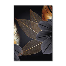 Load image into Gallery viewer, Black Gold Leaf Frameless Wall Art Canvas Prints Decordovia
