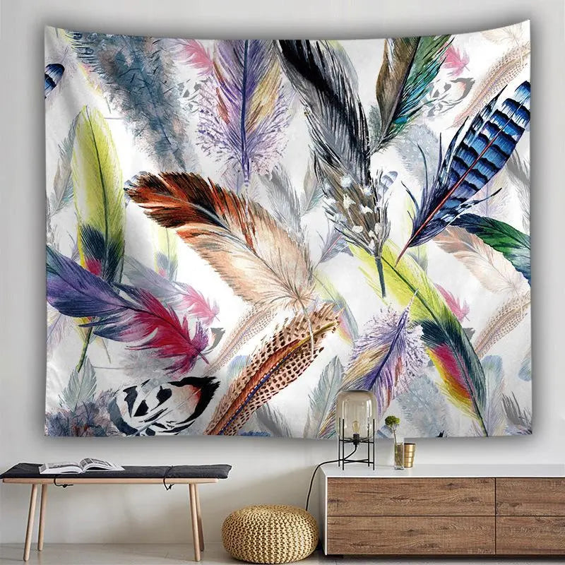 Colorful Feather Wall Art Hanging Backdrop Tapestry Decordovia