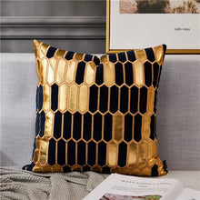 Load image into Gallery viewer, Geometric Gold Metallic Throw Pillows and Covers Decordovia

