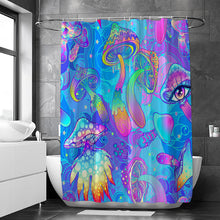 Load image into Gallery viewer, Trippy Mushroom Printed Plastic Mold &amp; Mildew Resistant Shower Curtain Decordovia
