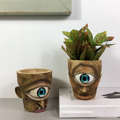 Funny Resin Cyclops Eye Succulent Head Planter Flower Pot Decordovia