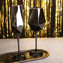 Load image into Gallery viewer, Black Elongated Stemmed Geometric Champagne Glass Flutes_Decor Interior Design Accessories Online Store_Decordovia

