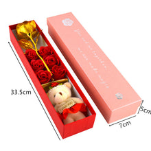 Load image into Gallery viewer, Cute Handmade Rose Bear Golden Soap Flowers Gift Box Decorations Decordovia
