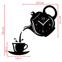 Load image into Gallery viewer, 2PCS DIY Acrylic 3D Coffee-Teapot-Cup Sticker Wall Clock Decals Decordovia
