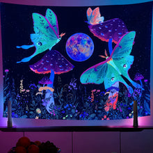 Load image into Gallery viewer, UV Black Light 3D Emitting Neon Hanging Butterfly Tapestry Decordovia
