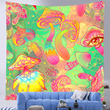 Load image into Gallery viewer, Trippy Mushroom Glow-In-The-Dark Boho Colorful Backdrop Tapestry Decordovia
