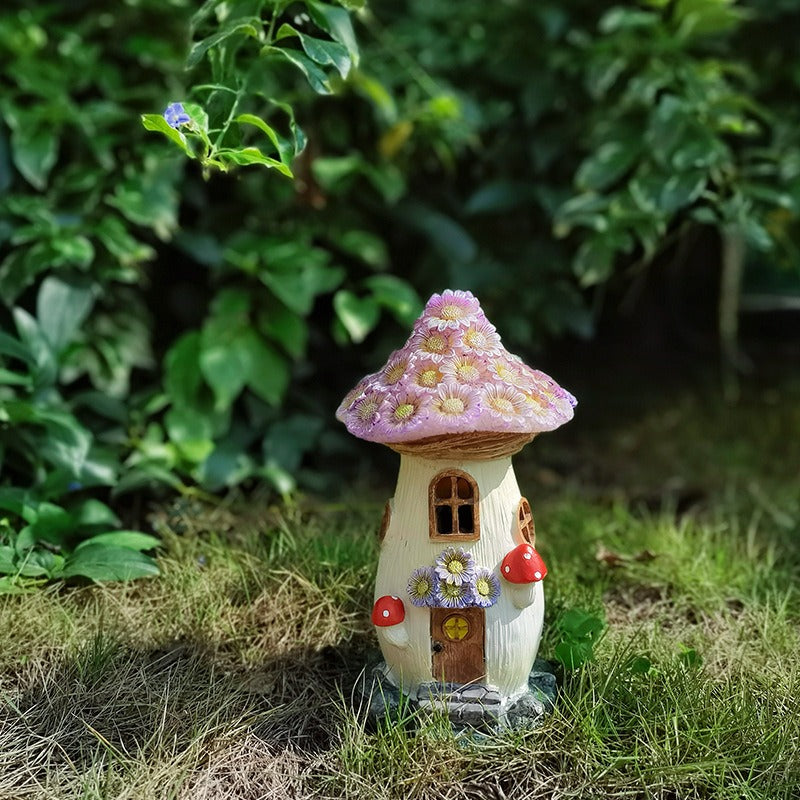 Mushroom House Resin Solar Garden Ornaments