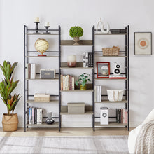 Load image into Gallery viewer, Triple Wide Industrial Retro Wooden Style Bookshelves
