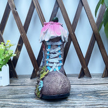 Load image into Gallery viewer, Pink Fairy Shoe House Solar Garden Ornaments
