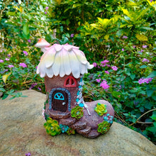 Load image into Gallery viewer, Brown Fairy Shoe House Solar Garden Ornaments
