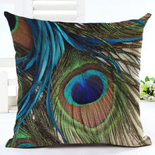 Load image into Gallery viewer, Peacock Printed Cotton, Linen And Linen Pillowcase Decordovia
