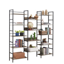 Load image into Gallery viewer, Triple Wide Industrial Retro Wooden Style Bookshelves
