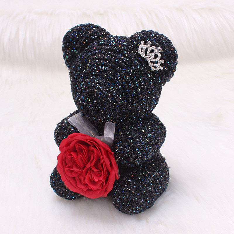Austin Artificial Rose Soap Flower Crystal Diamond Bubble Valentines gift bear Decordovia