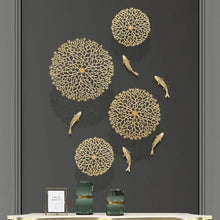 Load image into Gallery viewer, Background Wall Full Copper Lotus Leaf Carp Wall Pendant Decordovia
