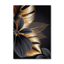 Load image into Gallery viewer, Black Gold Leaf Frameless Wall Art Canvas Prints Decordovia
