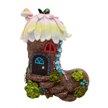 Load image into Gallery viewer, Brown Fairy Shoe House Solar Garden Ornaments
