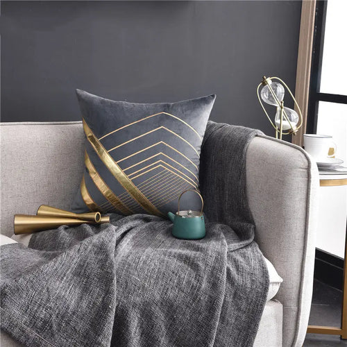 Metallic Geometric Pattern Throw Pillows & Covers Decordovia