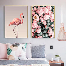 Load image into Gallery viewer, Pink Flamingo Frameless Wall Art Canvas Oil Print Decordovia
