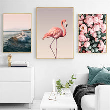 Load image into Gallery viewer, Pink Flamingo Frameless Wall Art Canvas Oil Print Decordovia
