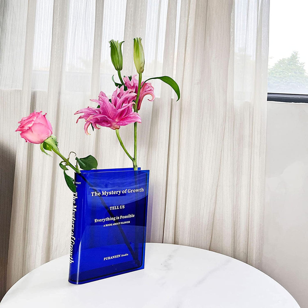 Inspirational Clear Book Flower Creative Transparent Modern Decorative Vase Decordovia