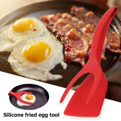 2 In 1 Grip And Flip Tongs Egg Spatula Tongs Clamp Pancake Fried Egg French Toast Omelet Overturned Kitchen Accessories Decordovia