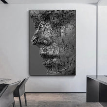 Load image into Gallery viewer, Human Face Canvas Painting Wall Art Composed Of Letters Surrealism Portrait Poster Decordovia
