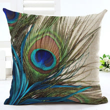 Load image into Gallery viewer, Peacock Printed Cotton, Linen And Linen Pillowcase Decordovia
