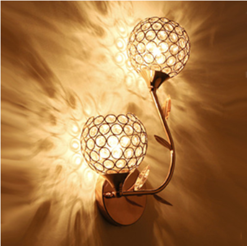 2-Heads Modern Decorative Crystal Wall Sconces Dimmable Lamp Decordovia