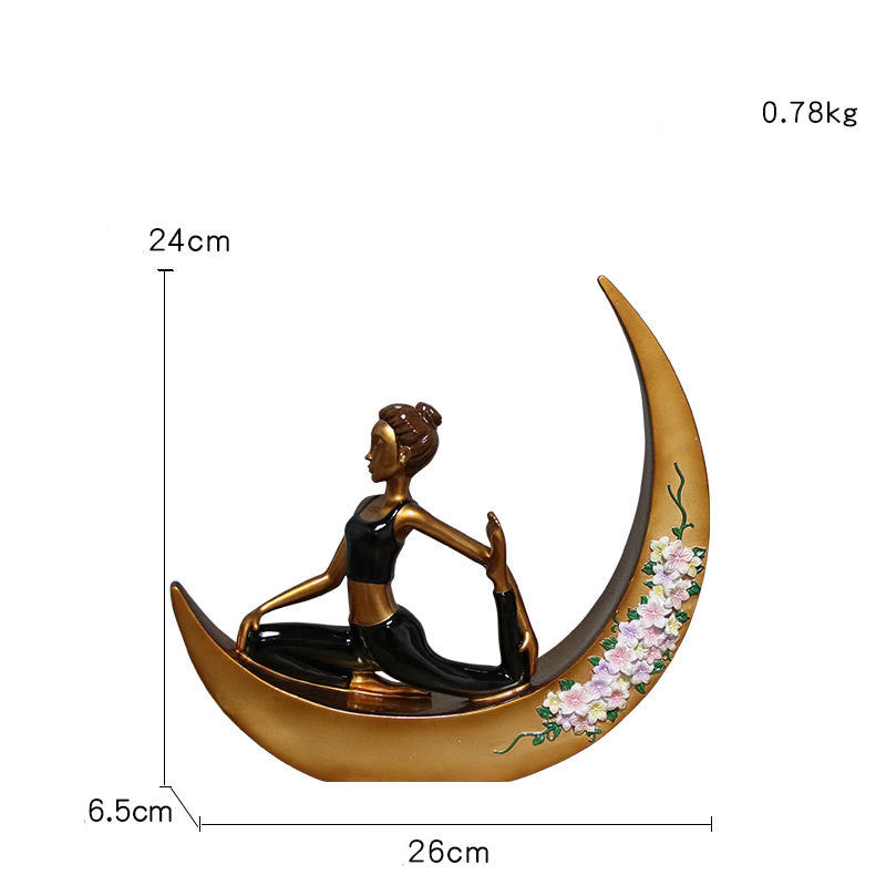 Crescent Moon Yoga Meditation Statue Figurine Ornament Decordovia