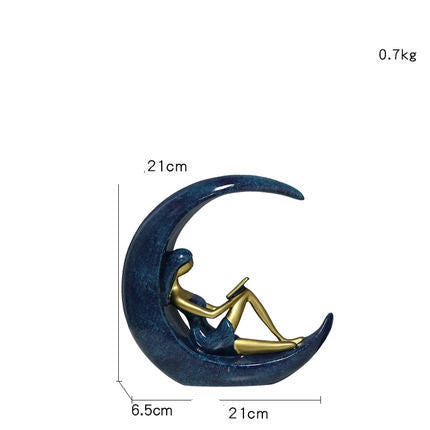 Crescent Moon Yoga Meditation Statue Figurine Ornament Decordovia