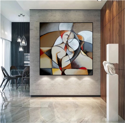 Room Decor Interior Design Accessories Online Store_Modern Lovers Abstract Frameless Wall Art Decor Canvas Oil Print Decordovia