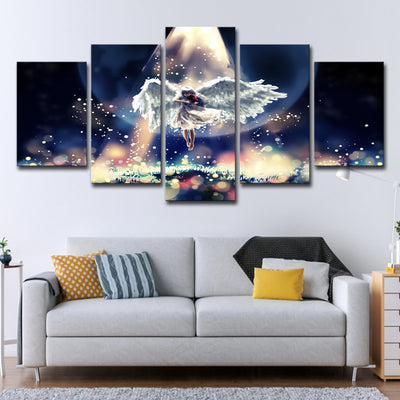 5pcs Mystical Angel Firefly Frameless Wall Art Canvas Oil Print Decordovia
