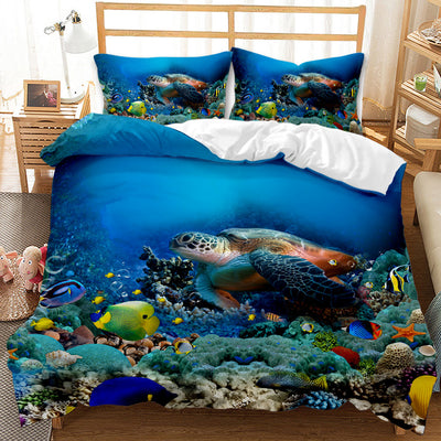 3pcs Aqua Marina Colorful 3D Printed Duvet Cover Bedding Set Decordovia