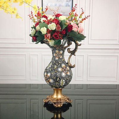 Jar Styled European Textured Flower Vase for Living Room Arrangement Decordovia