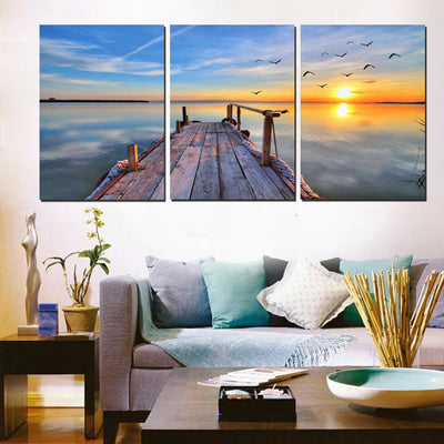 Scenic Beach Sunset Frameless Decorative Wall Art Canvas Oil Print Decordovia