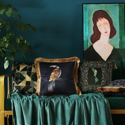 Room Decor Interior Design Accessories Online Store_Rainforest Velvet Decorative Throw Pillow Cover Collection A7 Decordovia