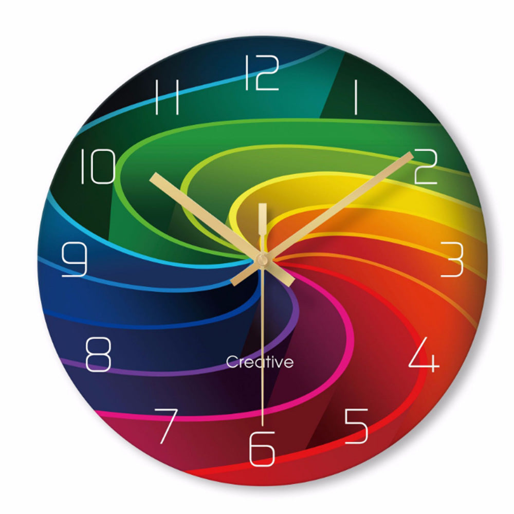 Battery Silent 12 Inch Colorful Non Ticking Tempered Glass Wall Clock Decordovia