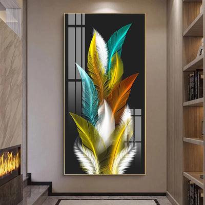 Colorful Feather Decorative Frameless Wall Art Canvas Oil Print Decordovia
