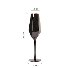 Load image into Gallery viewer, Black Elongated Stemmed Hexagonal Geometric Champagne Glass Flutes Decordovia
