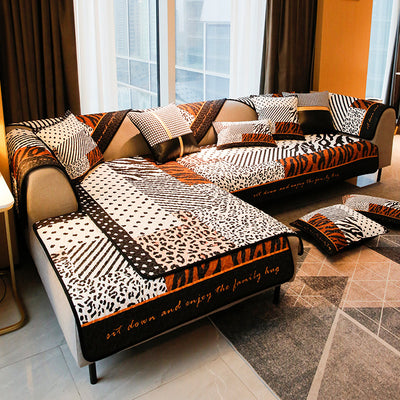 Leopard Pattern Non-Slip L Shaped Sectional Couch Sofa Slipcover Decordovia