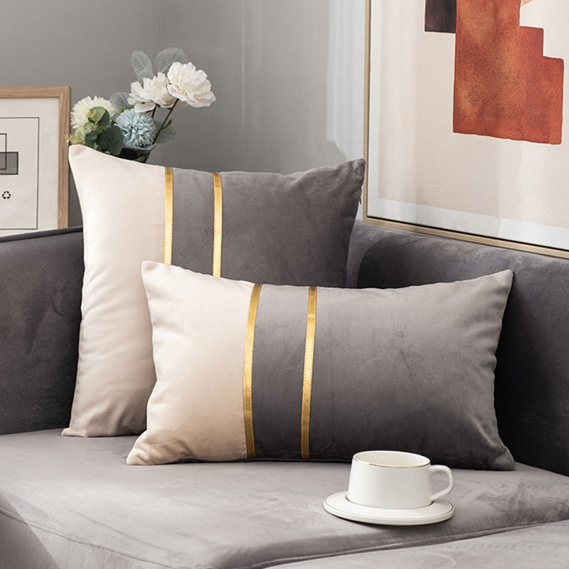 Metallic Pin-Stripe Velvet Sofa Throw Pillow Cover Decordovia