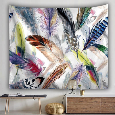Colorful Feather Wall Hanging Tapestry for Student Bedroom & Dorms Decordovia