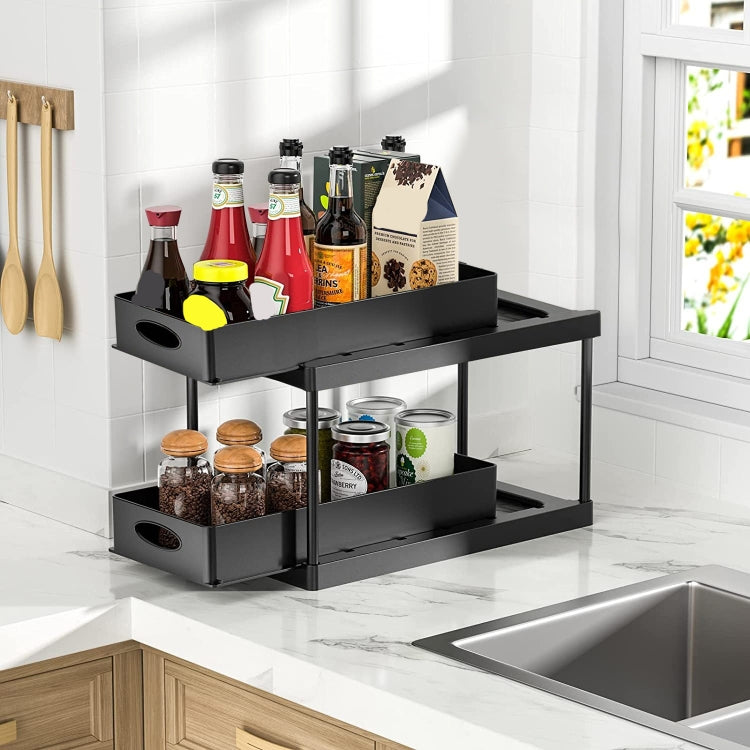 2-Tier Pull Out Storage Spice Rack Organizer for Cabinet Decordovia