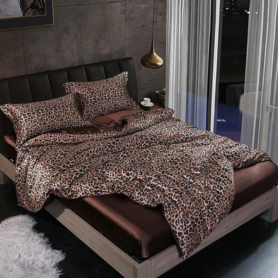 4-Pcs Satin Silk Reversible Duvet Cover Bedding Set for Adults U.S Decordovia