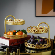 Load image into Gallery viewer, 2-Tier Metal Serving Tray Organizer Rack for Fruits, Snacks_Room Decor Interior Design Accessories Online Store_ Decordovia
