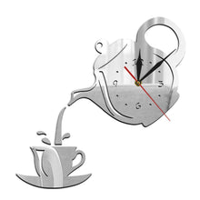 Load image into Gallery viewer, 2PCS DIY Acrylic 3D Coffee-Teapot-Cup Sticker Wall Clock Decals Decordovia
